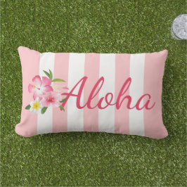 Rosa randig Aloha Hibiskus Tropisk Lumbarkudde