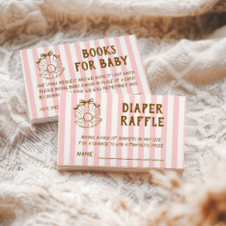 Rosa randig baby shower blöja lotteri tilläggskort