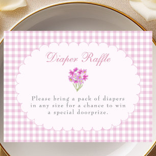 Rosa randig baby shower blöjlotteri kort