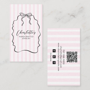 Rosa randig band Doodle smyckesdesigner Visitkort