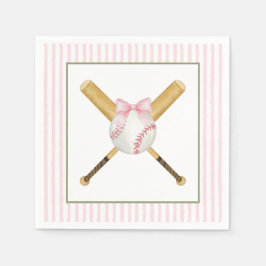 Rosa randig baseball pappersservett