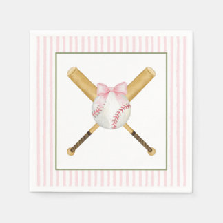 Rosa randig baseball pappersservett