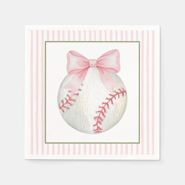 Rosa randig baseball  pappersservett (Framsidan)