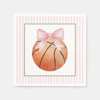 Rosa randig basketboll pappersservett