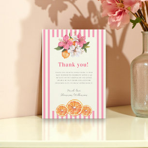 Rosa randig blommig baby shower tackkort tack kort
