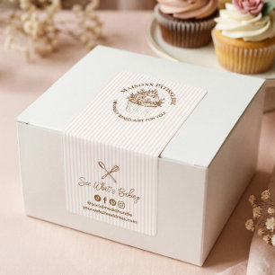 Rosa randig blommig cupcakes tack bakverk stämpel fraktsedel