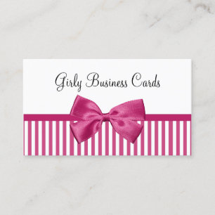 Rosa randig bow boutique visitkort