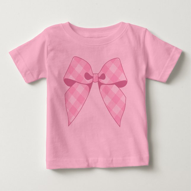 Rosa randig bow Rosa tuta baby bodysuit Tee Shirt (Framsida)