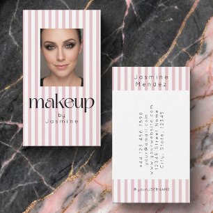 Rosa randig elegant fotografering Makeup Artist Visitkort