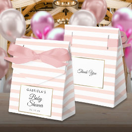 Rosa randig elegant guld baby shower presentaskar