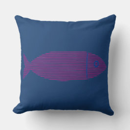 Rosa Randig Fisk Marinblå Kust Kudd Kudde