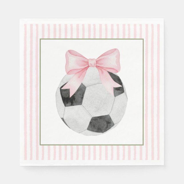 Rosa randig fotboll  pappersservett (Framsidan)