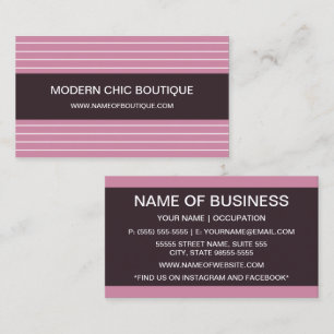 Rosa randig modern chic boutique visitkort