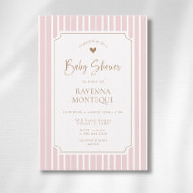 Rosa randig nyckfull guld ram baby shower