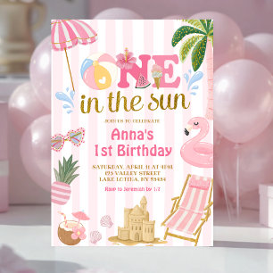 Rosa randig ONE i solstrand inbjudan