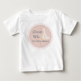 Rosa randig One Silly Goose flickas födelsedagsfes T Shirt