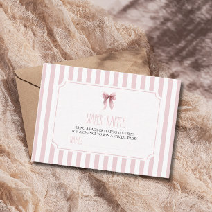 Rosa randig rosett Baby Shower blöjlotteri Tilläggskort