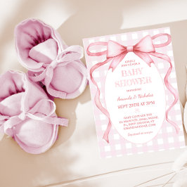 Rosa randig rosett Babyflicka Shower  Inbjudningar