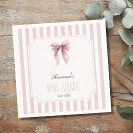 Rosa randig rosett elegant fest baby shower pappersservett