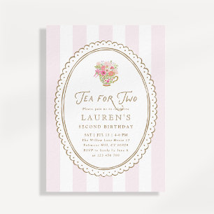 Rosa Randig Tea for Two Andra Födelsedagsinbjudan Inbjudningar