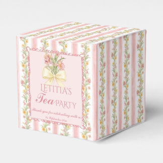 Rosa randig tea party grand millennial baby shower presentaskar