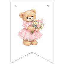Rosa randig teddybjörn Glad födelsedag