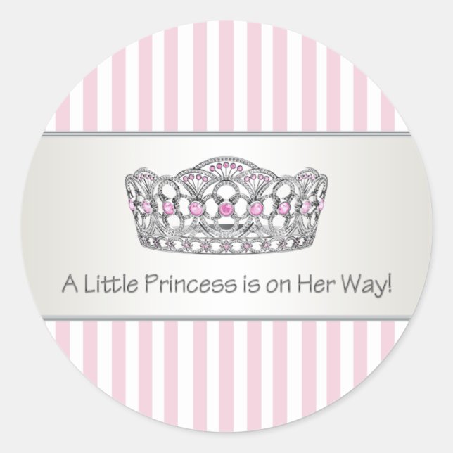 Rosa randig tiara prinsessa kuvert sigill etikett (Framsida)