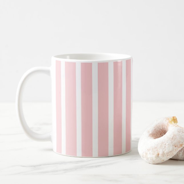 Rosa randig tjejstil kaffemugg (Med munk)