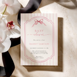 Rosa randiga baby shower-inbjudan inbjudningar