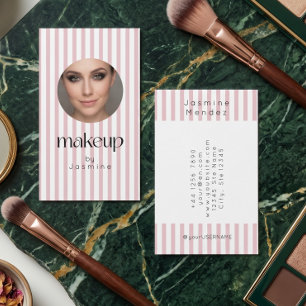 Rosa randiga elegant foto make up-artist visitkort