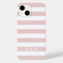 Rosa randiga med namn eller monogramuppsättning 14