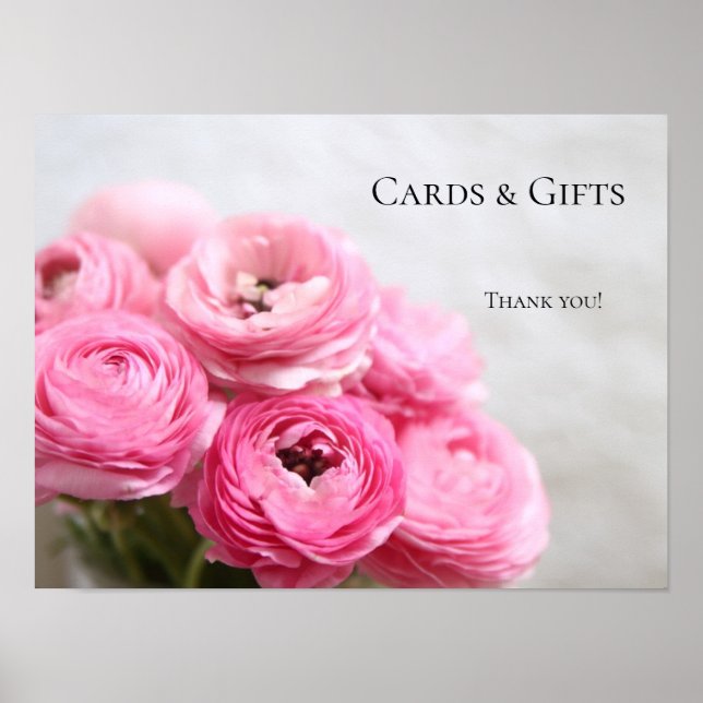 Rosa ranunculus blomsterskylt poster (Framsidan)