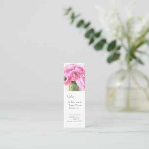 Rosa ranunculus i ett bokmärke vas mamma mini visitkort