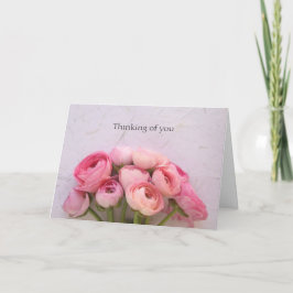 Rosa ranunculus på struktur tänker på dig kort