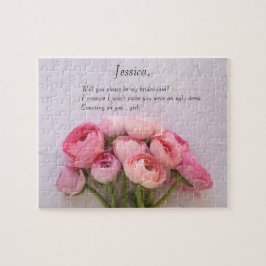 Rosa ranunculus på texturerad bakgrund pussel