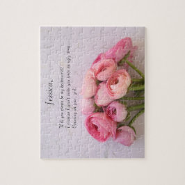 Rosa ranunculus på texturerad bakgrund pussel