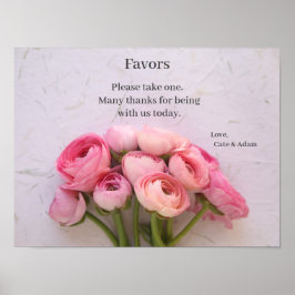 Rosa ranunculus på texturerat bakgrundstecken poster