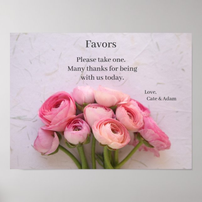 Rosa ranunculus på texturerat bakgrundstecken poster (Framsidan)