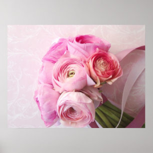 rosa ranunculusbukettaffisch poster