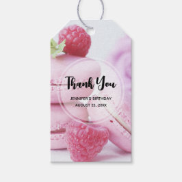Rosa Raspberry Macarons Fransk Pastry Birthag Presentetikett