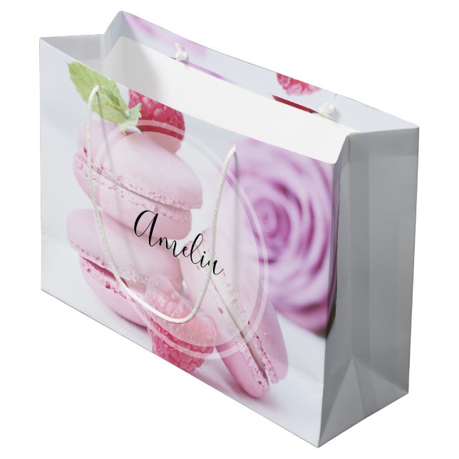 Rosa Raspberry Macarons Fransk Pastry Photo (Framsidan Vinklad)