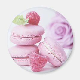 Rosa Raspberry Macarons Fransk Pastry Photo Magnet