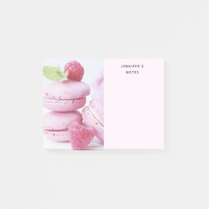 Rosa Raspberry Macarons Fransk Pastry Photo Post-it Block