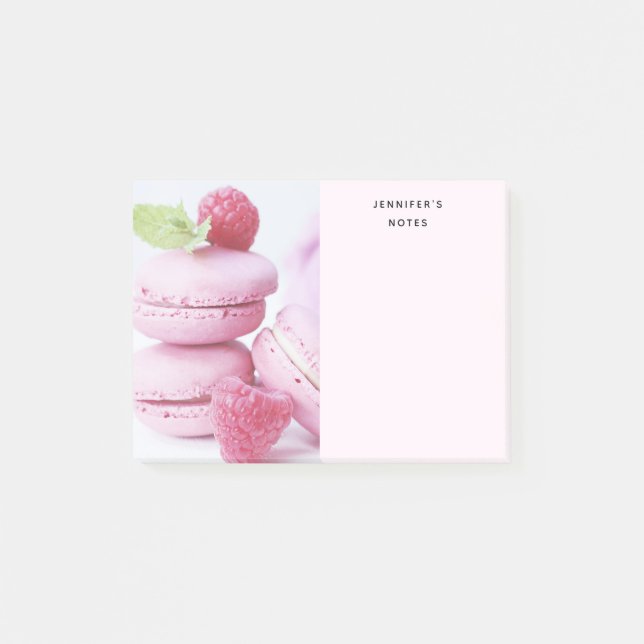 Rosa Raspberry Macarons Fransk Pastry Photo Post-it Block (Framsida)