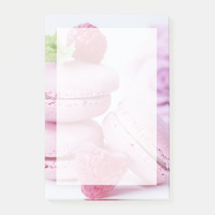 Rosa Raspberry Macarons Fransk Pastry Photo Post-it Block