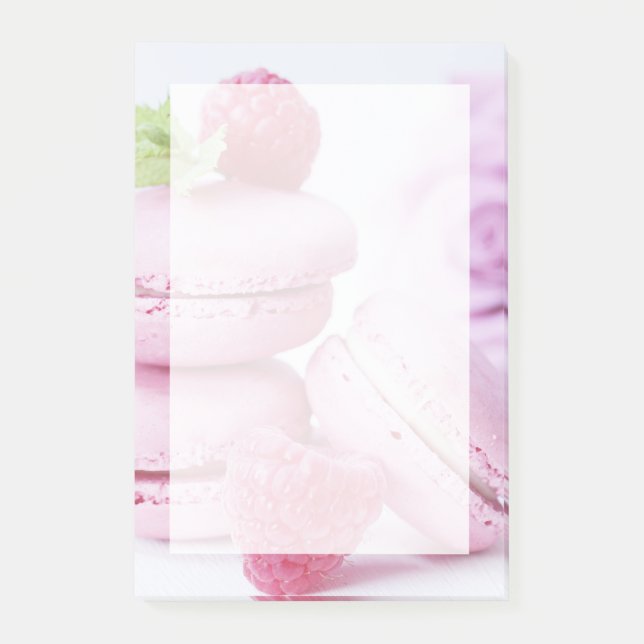 Rosa Raspberry Macarons Fransk Pastry Photo Post-it Block (Framsida)