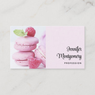 Rosa Raspberry Macarons Fransk Pastry Visitkort