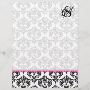 Rosa Raspberry Monogram Damask