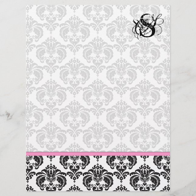Rosa Raspberry Monogram Damask (Framsida)