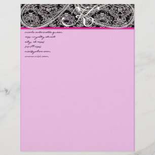 Rosa Raspberry Monogram Letterhead Black Paisley Brevhuvud